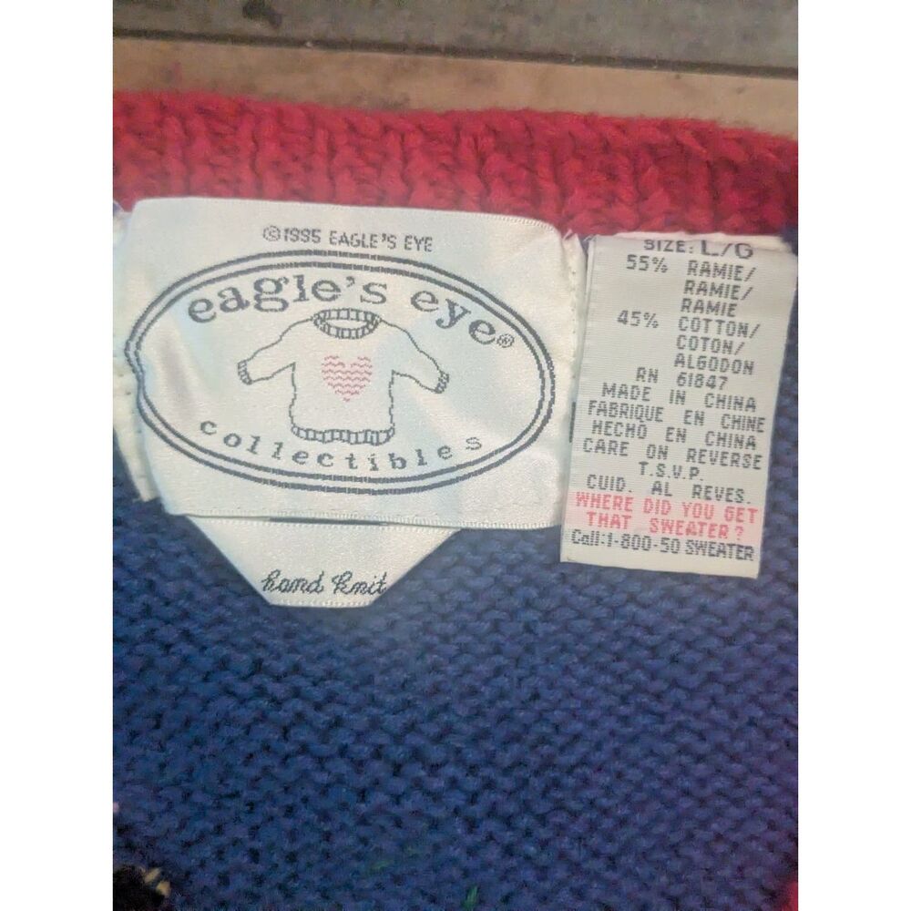 Vintage Eagle's Eye Hand Knit School Teacher Sweater Vest Granny Core Navy M - Picture 4 of 5